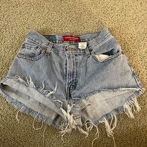 Levi's Blue Frayed Hem Jean Shorts